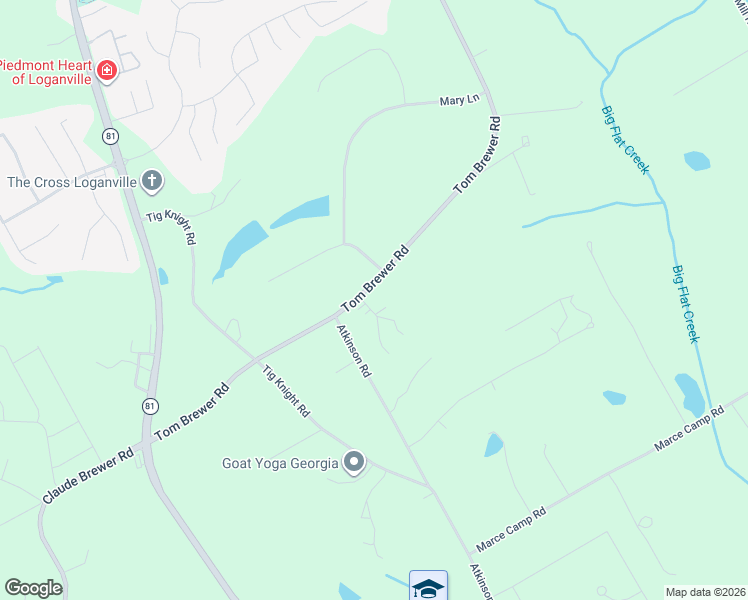 map of restaurants, bars, coffee shops, grocery stores, and more near 3590 Tom Brewer Road in Loganville