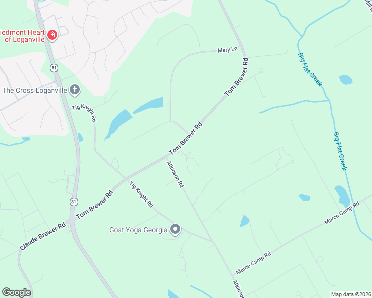 map of restaurants, bars, coffee shops, grocery stores, and more near 3590 Tom Brewer Road in Loganville