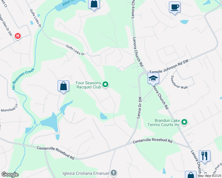 map of restaurants, bars, coffee shops, grocery stores, and more near 3740 Cannonwolde Drive in Snellville