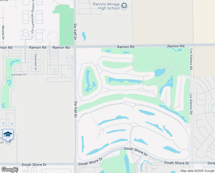 map of restaurants, bars, coffee shops, grocery stores, and more near 32 Vía Las Flores in Rancho Mirage