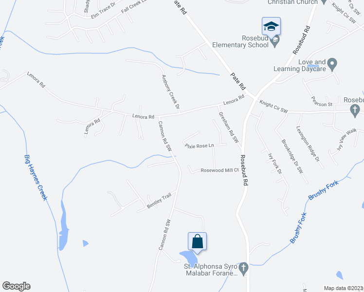 map of restaurants, bars, coffee shops, grocery stores, and more near 2212 Pixie Rose Lane in Loganville
