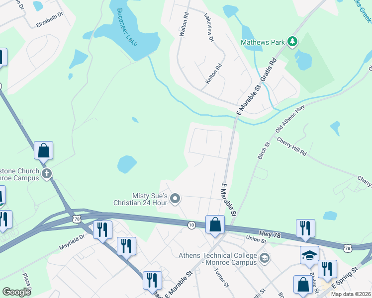 map of restaurants, bars, coffee shops, grocery stores, and more near 684 Gatewood Way in Monroe