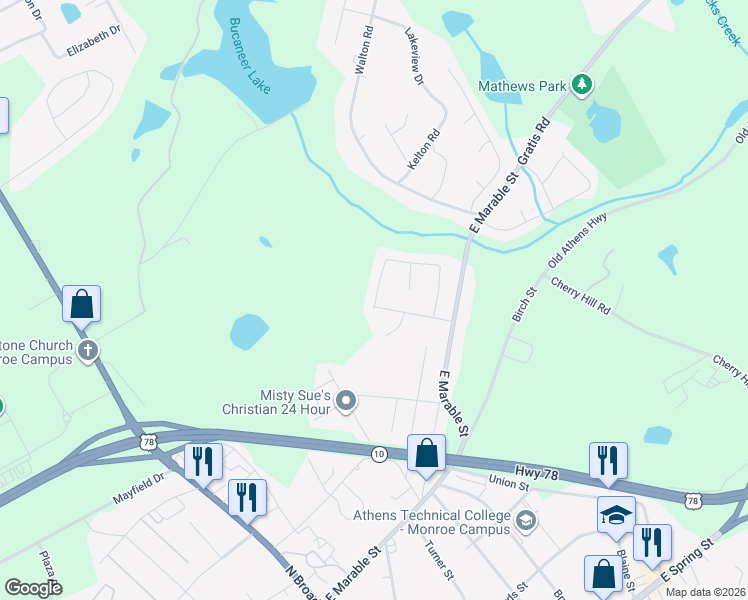 map of restaurants, bars, coffee shops, grocery stores, and more near 684 Gatewood Way in Monroe