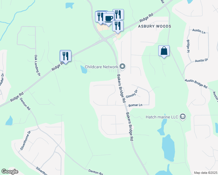 map of restaurants, bars, coffee shops, grocery stores, and more near 239 Clear Brook Trail in Douglasville