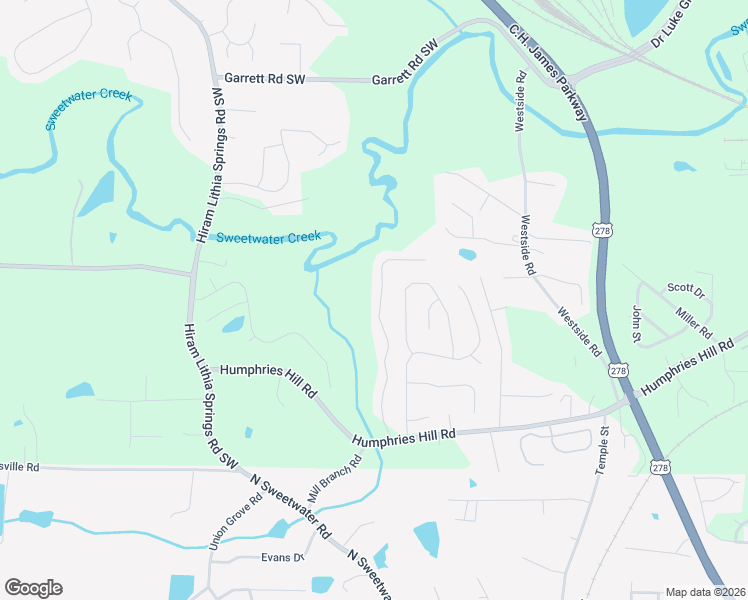 map of restaurants, bars, coffee shops, grocery stores, and more near 6035 Water Oaks Drive in Austell