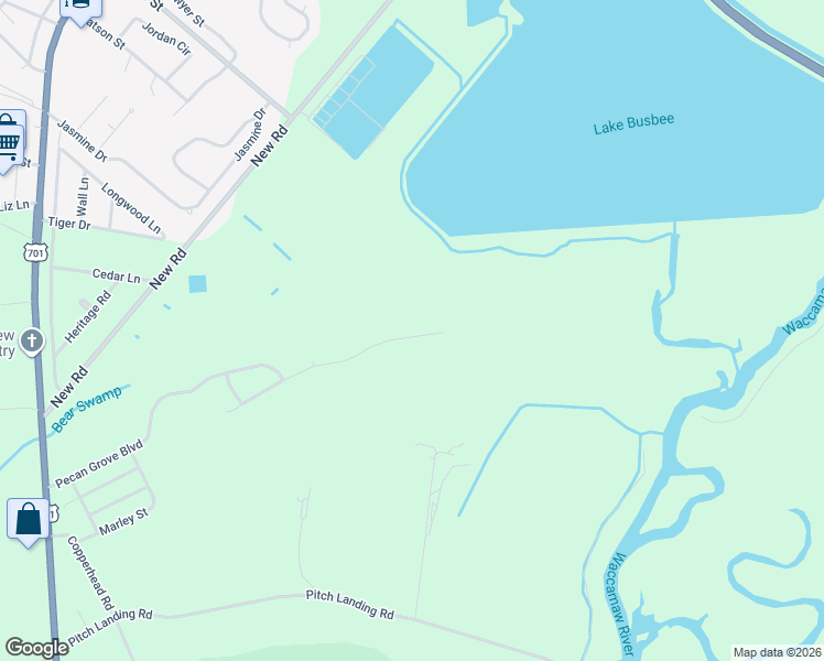 map of restaurants, bars, coffee shops, grocery stores, and more near 1277 Pine Ridge Street in Conway
