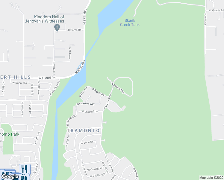 map of restaurants, bars, coffee shops, grocery stores, and more near 35818 North Vía Tramonto in Phoenix