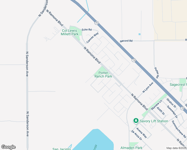 map of restaurants, bars, coffee shops, grocery stores, and more near Harvest Drive in San Jacinto