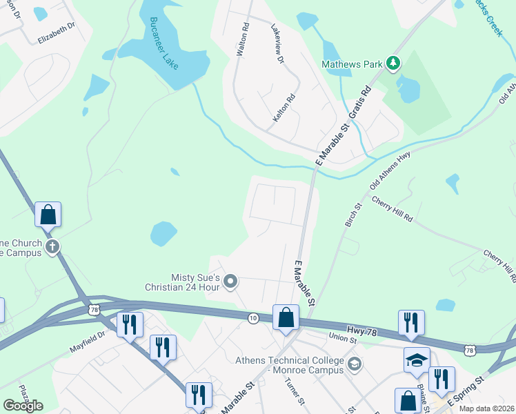 map of restaurants, bars, coffee shops, grocery stores, and more near 675 Gatewood Way in Monroe