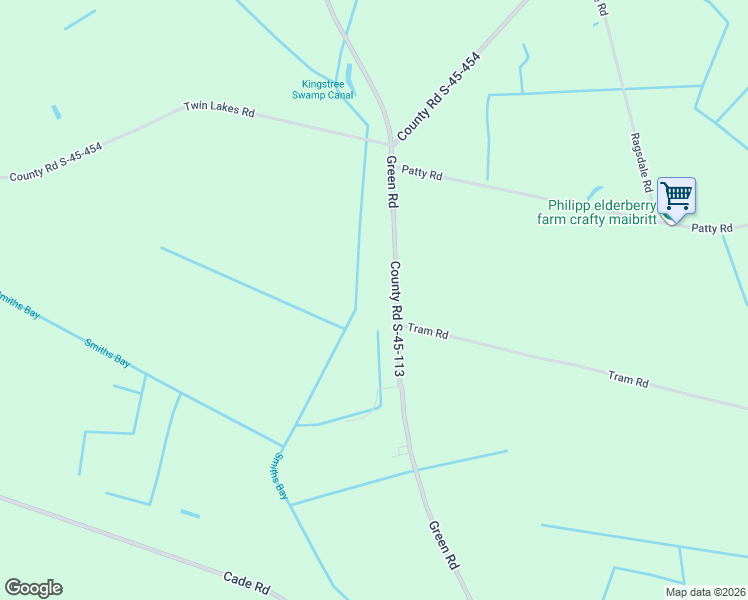 map of restaurants, bars, coffee shops, grocery stores, and more near 2986 Green Road in Cades