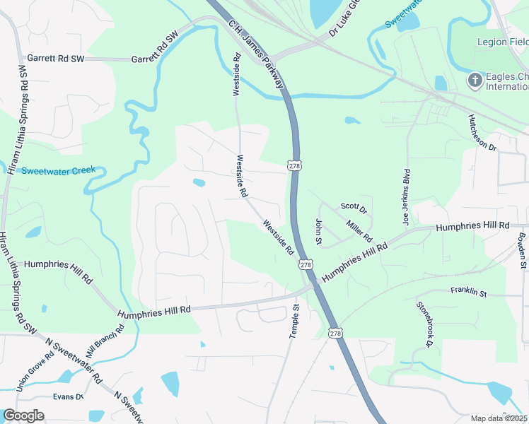 map of restaurants, bars, coffee shops, grocery stores, and more near 5804 Westside Road in Austell