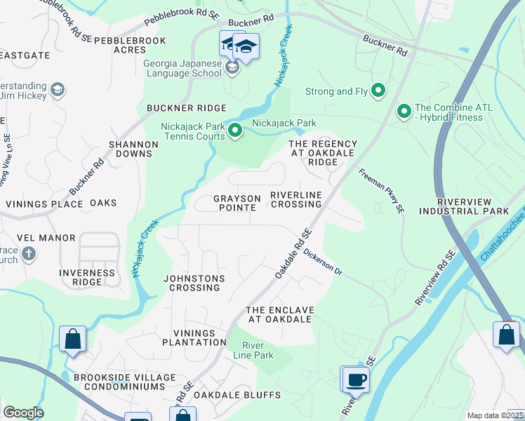 map of restaurants, bars, coffee shops, grocery stores, and more near 5991 Graywood Circle Southeast in Mableton