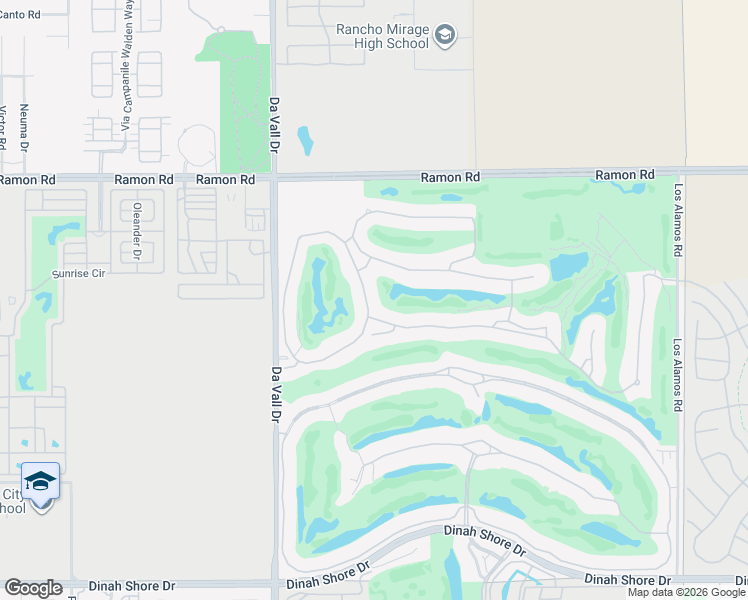 map of restaurants, bars, coffee shops, grocery stores, and more near 32 Vía Las Flores in Rancho Mirage