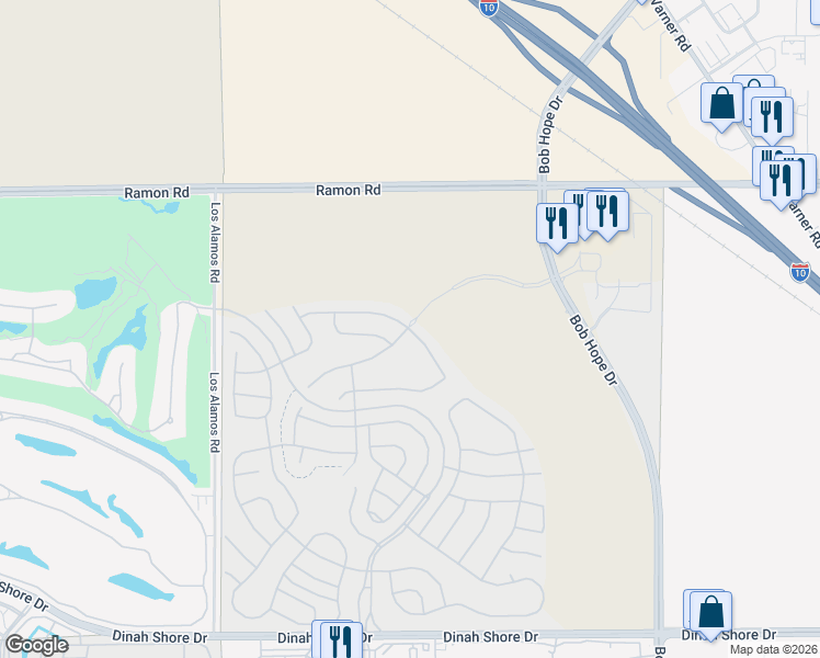 map of restaurants, bars, coffee shops, grocery stores, and more near Zinfandel in Rancho Mirage