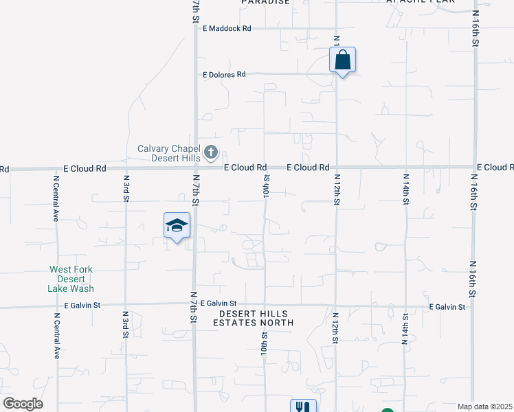 map of restaurants, bars, coffee shops, grocery stores, and more near 35852 North 10th Street in Phoenix