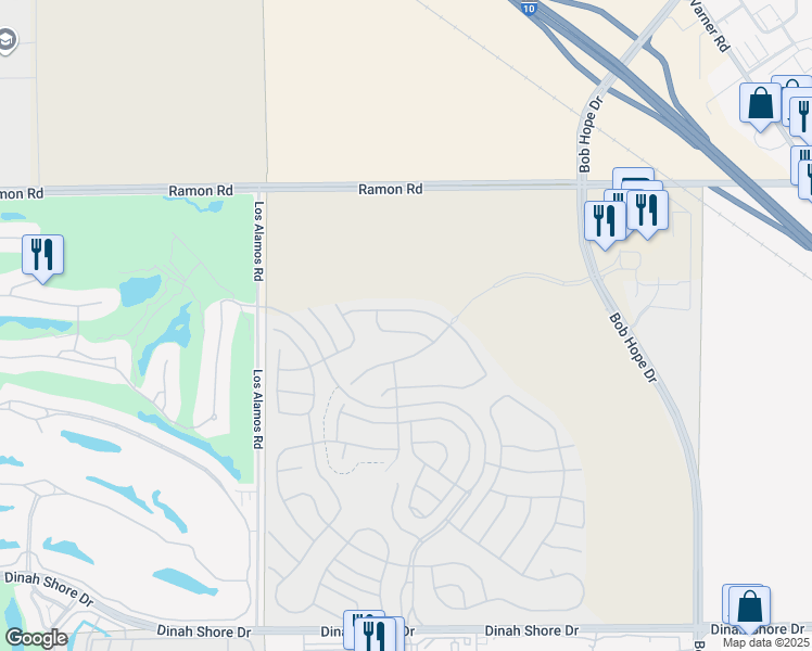 map of restaurants, bars, coffee shops, grocery stores, and more near in Rancho Mirage