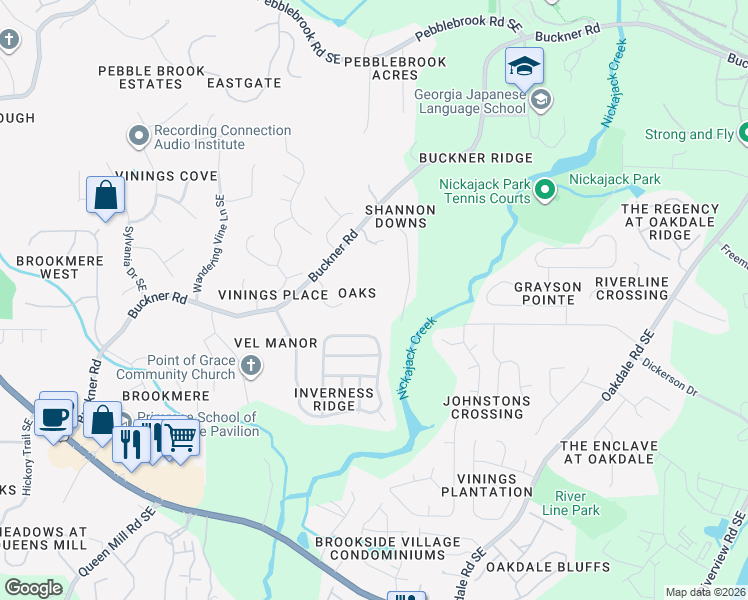 map of restaurants, bars, coffee shops, grocery stores, and more near in Mableton