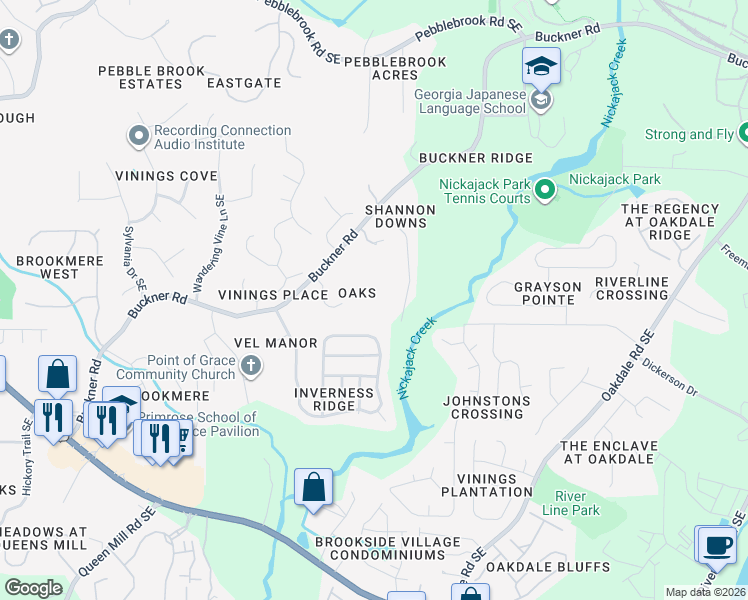 map of restaurants, bars, coffee shops, grocery stores, and more near in Mableton