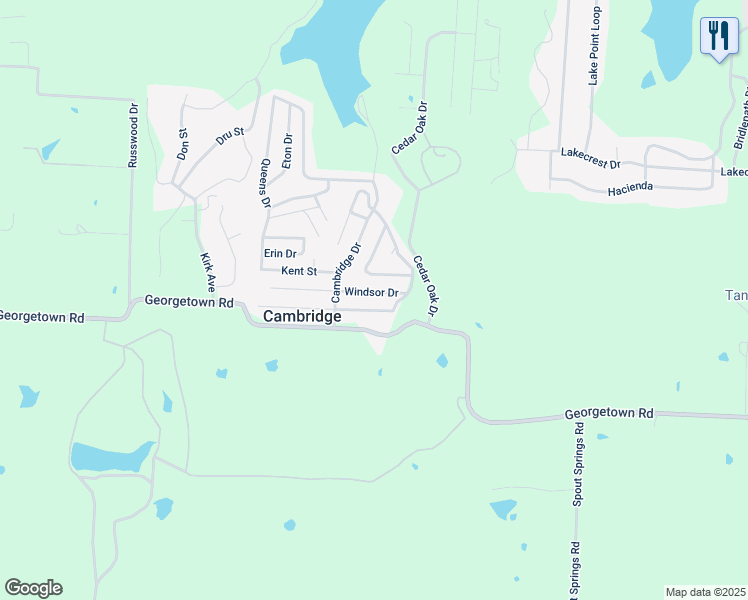 map of restaurants, bars, coffee shops, grocery stores, and more near 28 Castle Drive in Pottsboro