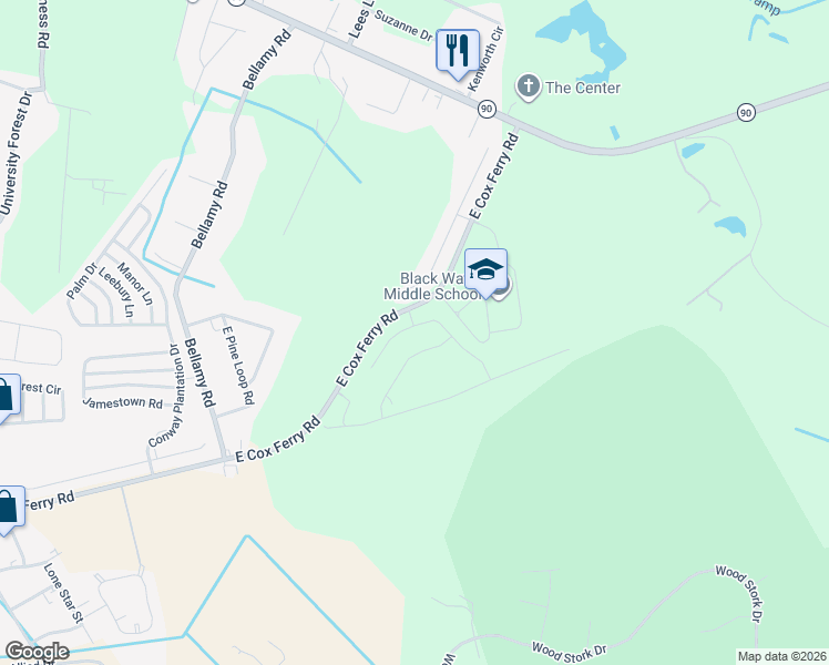 map of restaurants, bars, coffee shops, grocery stores, and more near 774 Saint Albans Loop in Conway