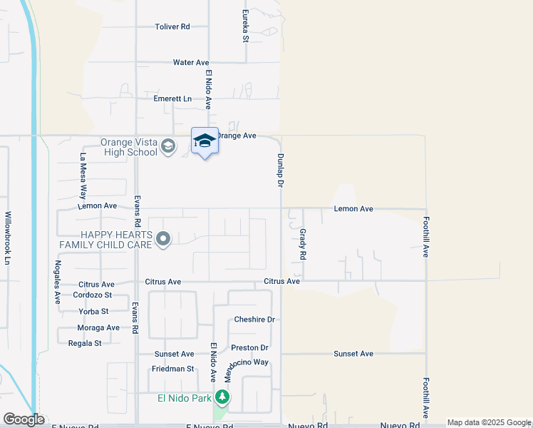 map of restaurants, bars, coffee shops, grocery stores, and more near 1358 Serafina Way in Perris
