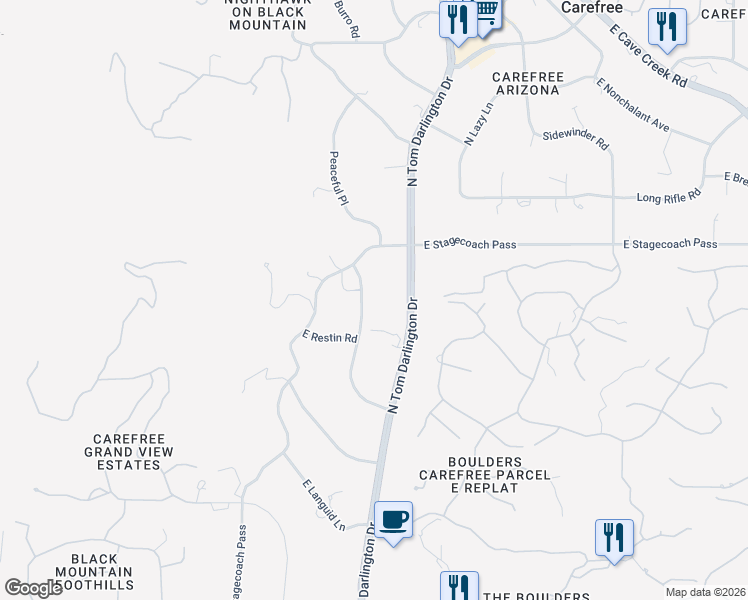 map of restaurants, bars, coffee shops, grocery stores, and more near 35824 North Tom Darlington Drive in Cave Creek