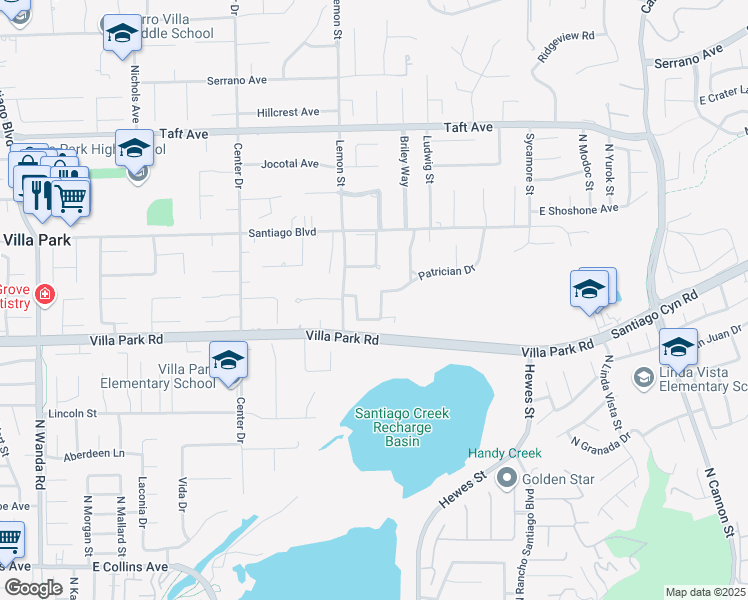 map of restaurants, bars, coffee shops, grocery stores, and more near 10371 Balliet Drive in Villa Park