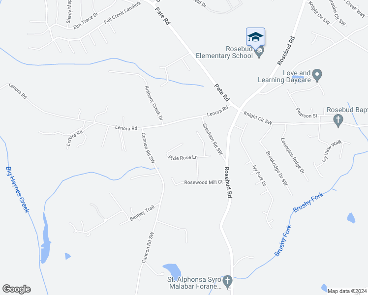 map of restaurants, bars, coffee shops, grocery stores, and more near 2277 Pixie Rose Lane in Loganville