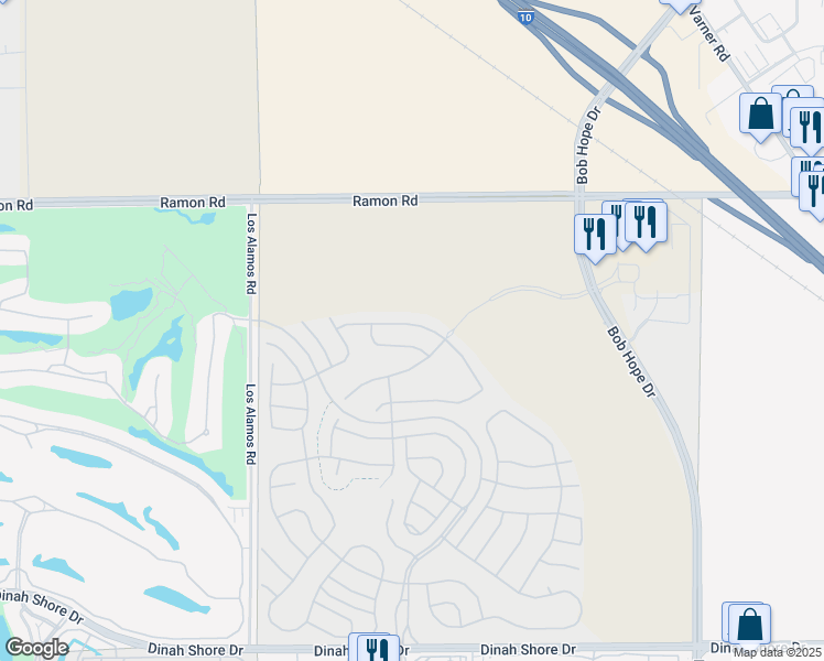 map of restaurants, bars, coffee shops, grocery stores, and more near 43 Zinfandel in Rancho Mirage