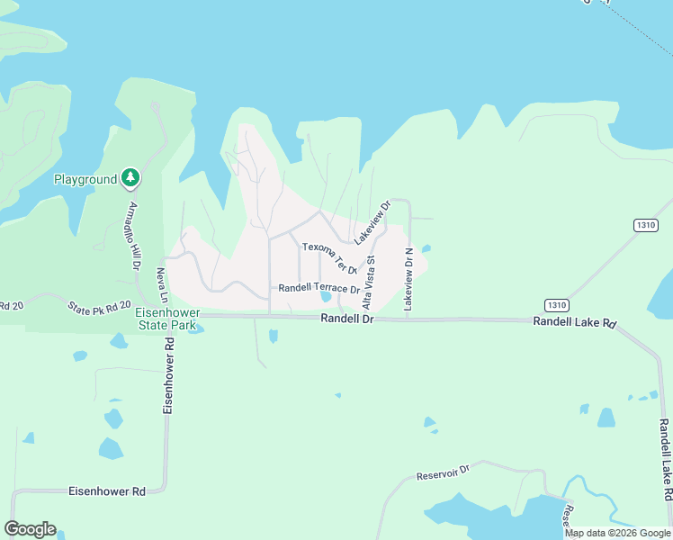 map of restaurants, bars, coffee shops, grocery stores, and more near 86 Texoma Terrace Drive in Denison