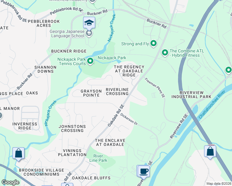 map of restaurants, bars, coffee shops, grocery stores, and more near 5800 Oakdale Road in Mableton