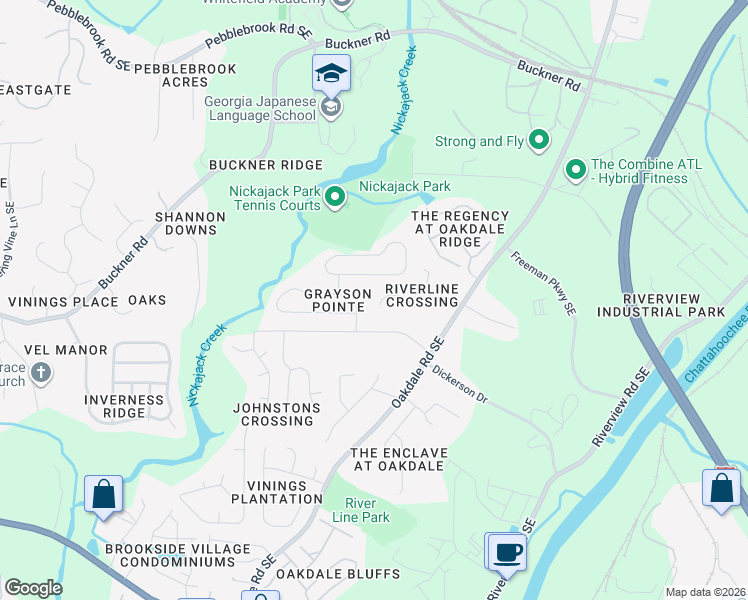 map of restaurants, bars, coffee shops, grocery stores, and more near 5991 Graywood Circle Southeast in Mableton
