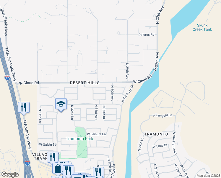 map of restaurants, bars, coffee shops, grocery stores, and more near 36018 North 30th Avenue in Phoenix