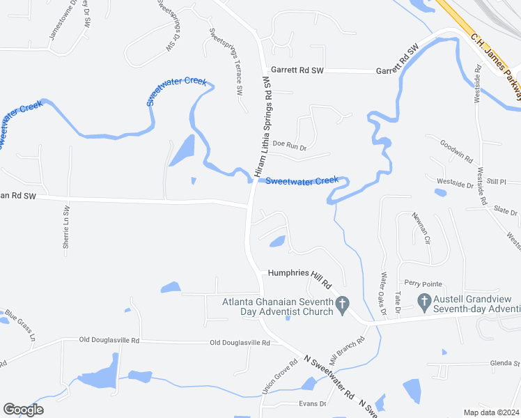 map of restaurants, bars, coffee shops, grocery stores, and more near 6737 Brookfield Way in Austell