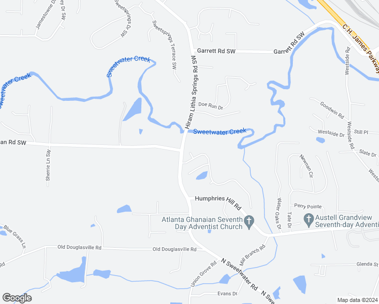 map of restaurants, bars, coffee shops, grocery stores, and more near 6742 Brookfield Way in Austell