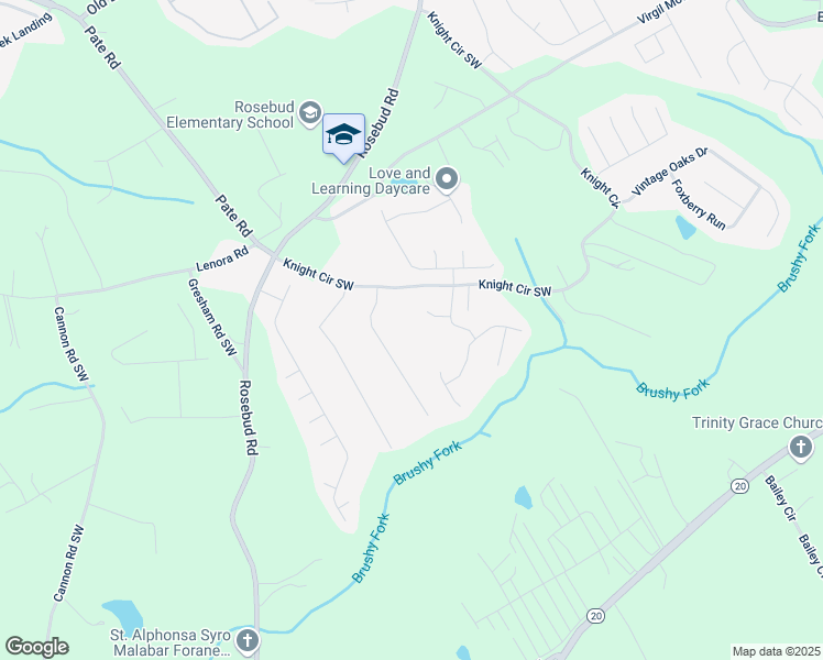 map of restaurants, bars, coffee shops, grocery stores, and more near 1906 Knight Circle in Loganville