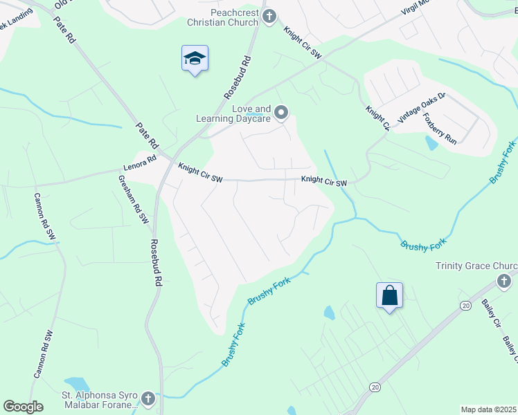 map of restaurants, bars, coffee shops, grocery stores, and more near 1906 Knight Circle in Loganville