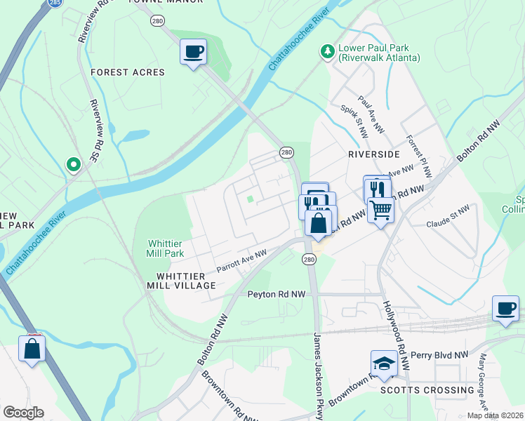 map of restaurants, bars, coffee shops, grocery stores, and more near 2073-2075 Callaway Court in Atlanta