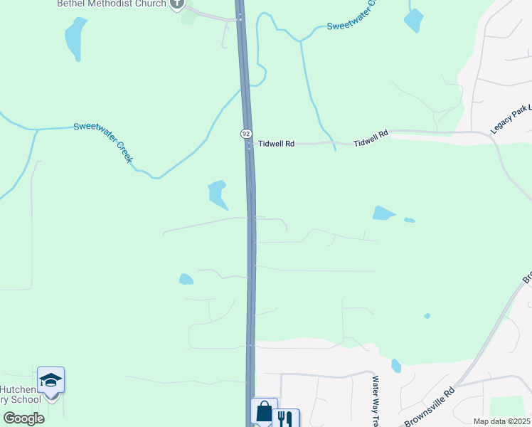 map of restaurants, bars, coffee shops, grocery stores, and more near 5659 Hiram Douglasville Highway in Powder Springs