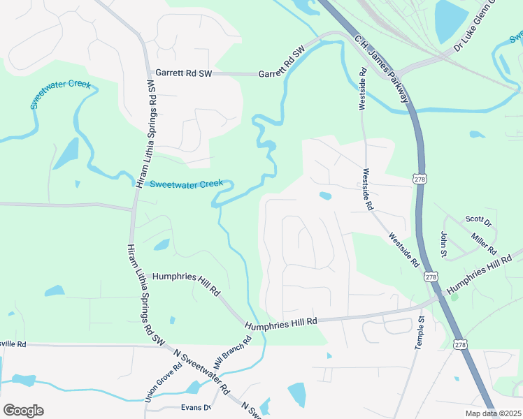map of restaurants, bars, coffee shops, grocery stores, and more near 5970 Water Oaks Drive in Austell