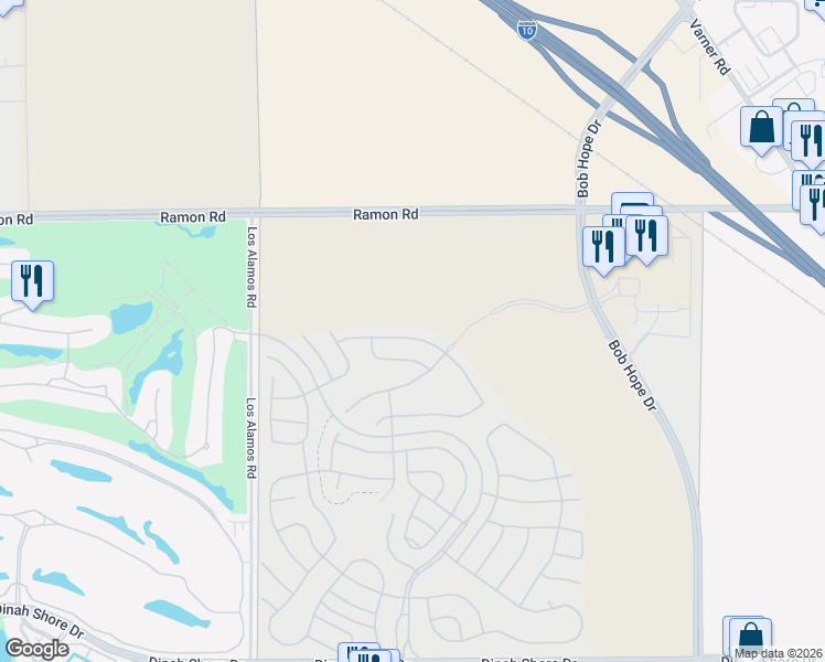 map of restaurants, bars, coffee shops, grocery stores, and more near 70201-70799 East Ramon Road in Rancho Mirage