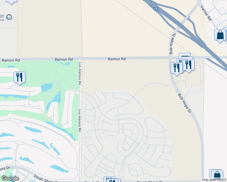 map of restaurants, bars, coffee shops, grocery stores, and more near 24 Zinfandel in Rancho Mirage