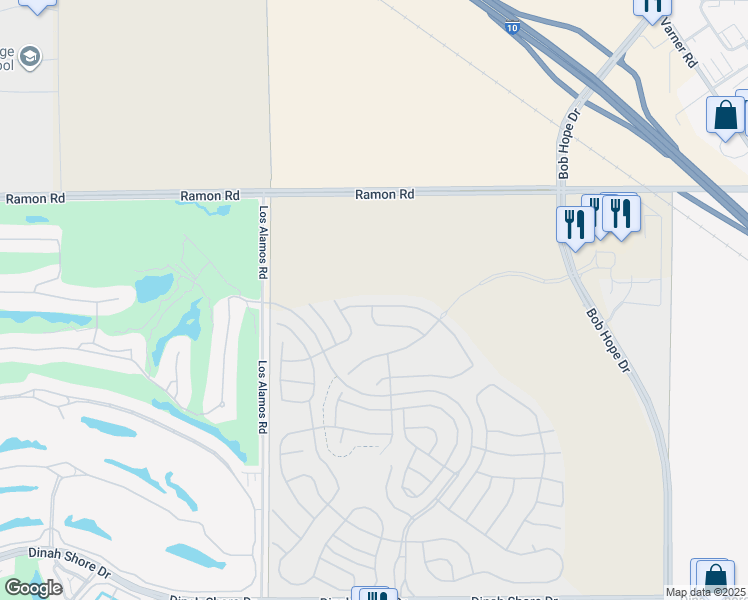 map of restaurants, bars, coffee shops, grocery stores, and more near 24 Zinfandel in Rancho Mirage