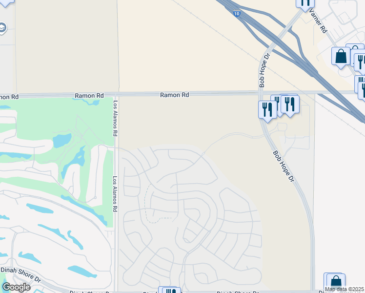map of restaurants, bars, coffee shops, grocery stores, and more near 38 Zinfandel in Rancho Mirage