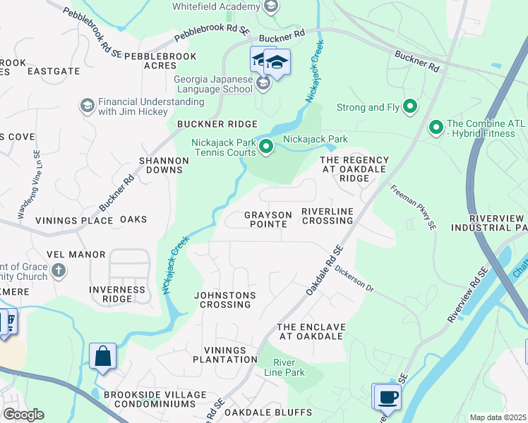 map of restaurants, bars, coffee shops, grocery stores, and more near 1775 Graywood Drive Southeast in Mableton