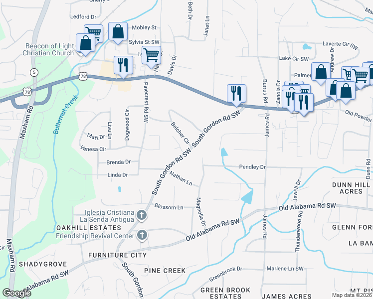 map of restaurants, bars, coffee shops, grocery stores, and more near 2765 Veterans Memorial Highway Southwest in Austell