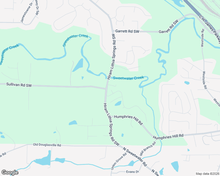 map of restaurants, bars, coffee shops, grocery stores, and more near 5907 Hiram Lithia Springs Road Southwest in Powder Springs