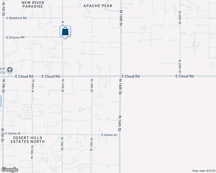 map of restaurants, bars, coffee shops, grocery stores, and more near 1503 East Cloud Road in Phoenix