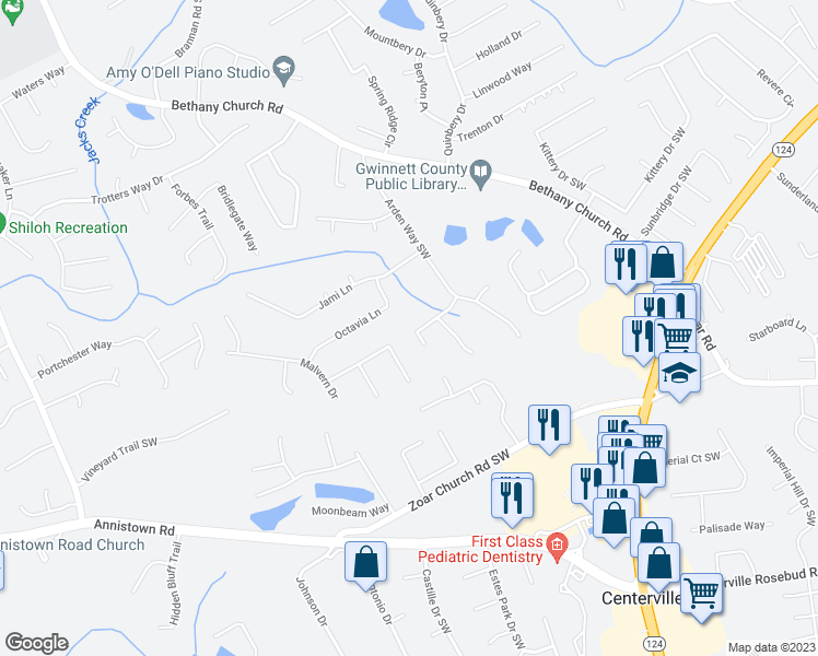 map of restaurants, bars, coffee shops, grocery stores, and more near 3991 Woodbridge Drive in Snellville