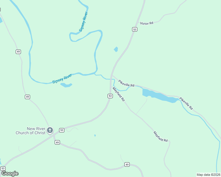 map of restaurants, bars, coffee shops, grocery stores, and more near 19249 County Road 53 in Fayette